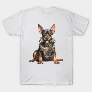 Doberman Pinscher Dog Wearing Gas Mask T-Shirt